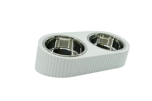 HONEYCARE Aluminium Cat or Puppy Double Bowl - White