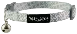 Dan & Sam Adjustable Polyester Webbing Collar Grey Kisses