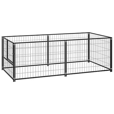 Dog Pen Cage Kennel Black 200x100x70 cm Steel