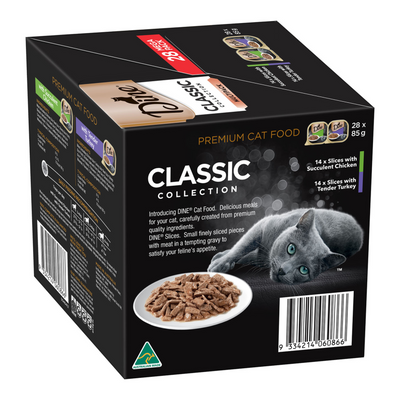 Dine Classic Collection Multipack Succulent Chicken Slices And Tender Turkey Trays Wet Cat Food 28 Pack