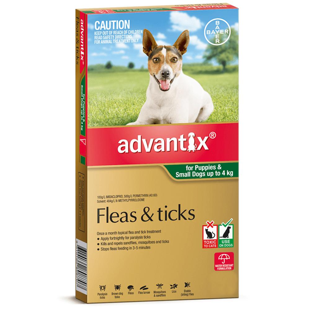 Advantix For Small Dogs & Pups Up To 4kg (Green) 3 Pack