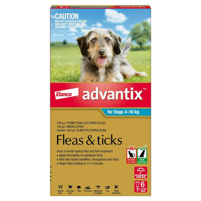 Advantix For Dogs Medium 4-10kg (Teal) 6 Pack