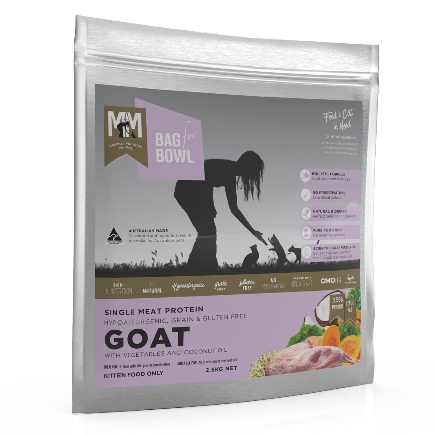 Meals For Meows Kitten Grain Free Single Protein Goat Dry Cat Food 2.5kg