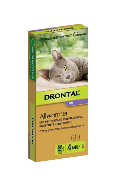 Drontal Allwormer Tablets For Cats Up To 4kg - 4 Pack