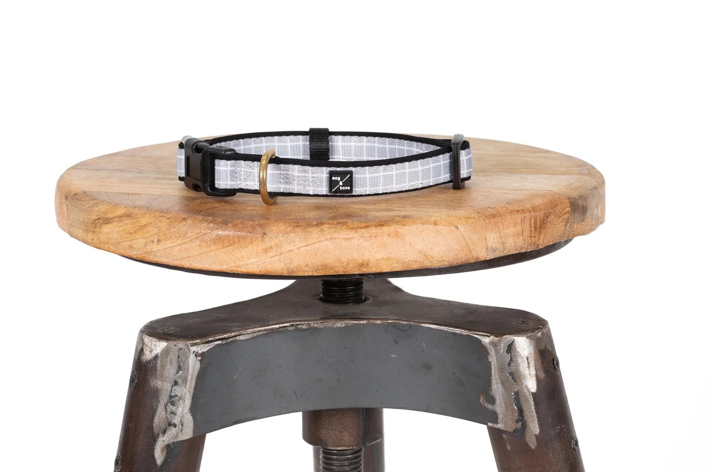 Mog & Bone Neoprene Dog Collar - Grey Check Print Small