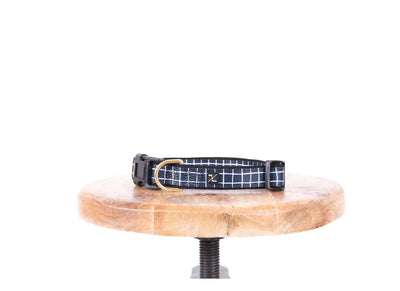Mog & Bone Neoprene Dog Collar - Grey Check Print Medium