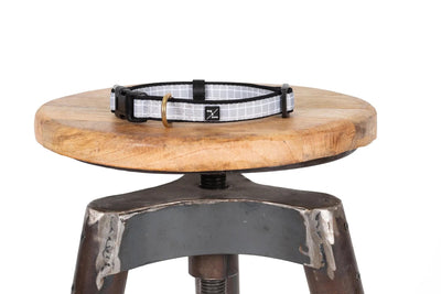 Mog & Bone Neoprene Dog Collar - Grey Check Print Large