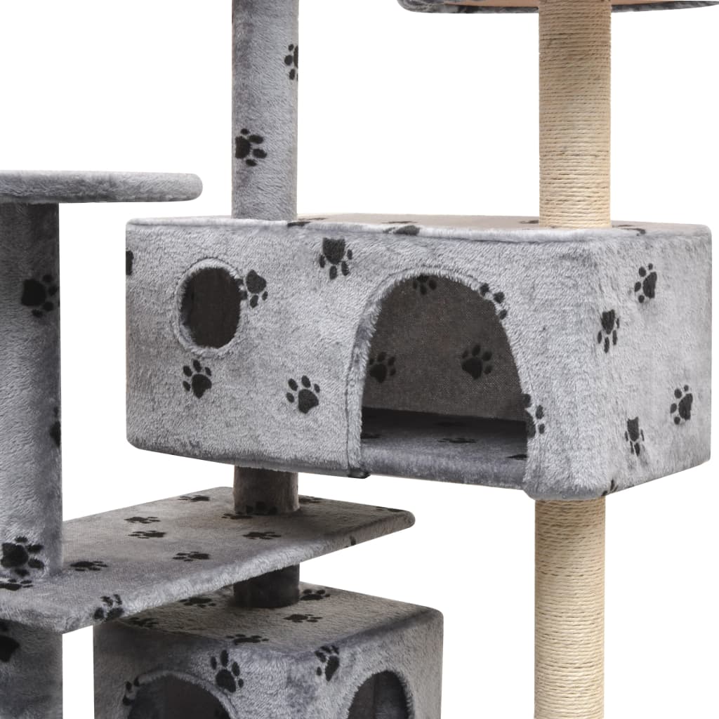 Cat Tree With Sisal Scratching Posts 95cm Grey Paw Prints