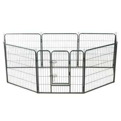 Dog Playpen 8 Panels Steel 80x80 cm Black