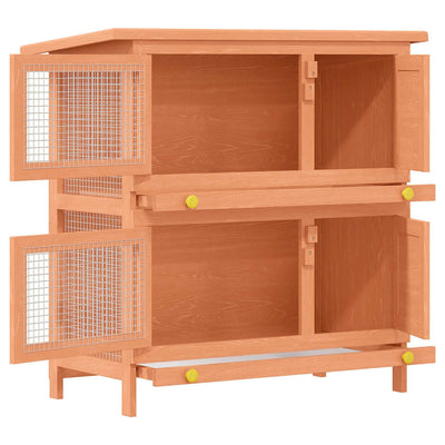 Outdoor Rabbit Hutch Small Animal House Pet Cage 3 Doors Wood