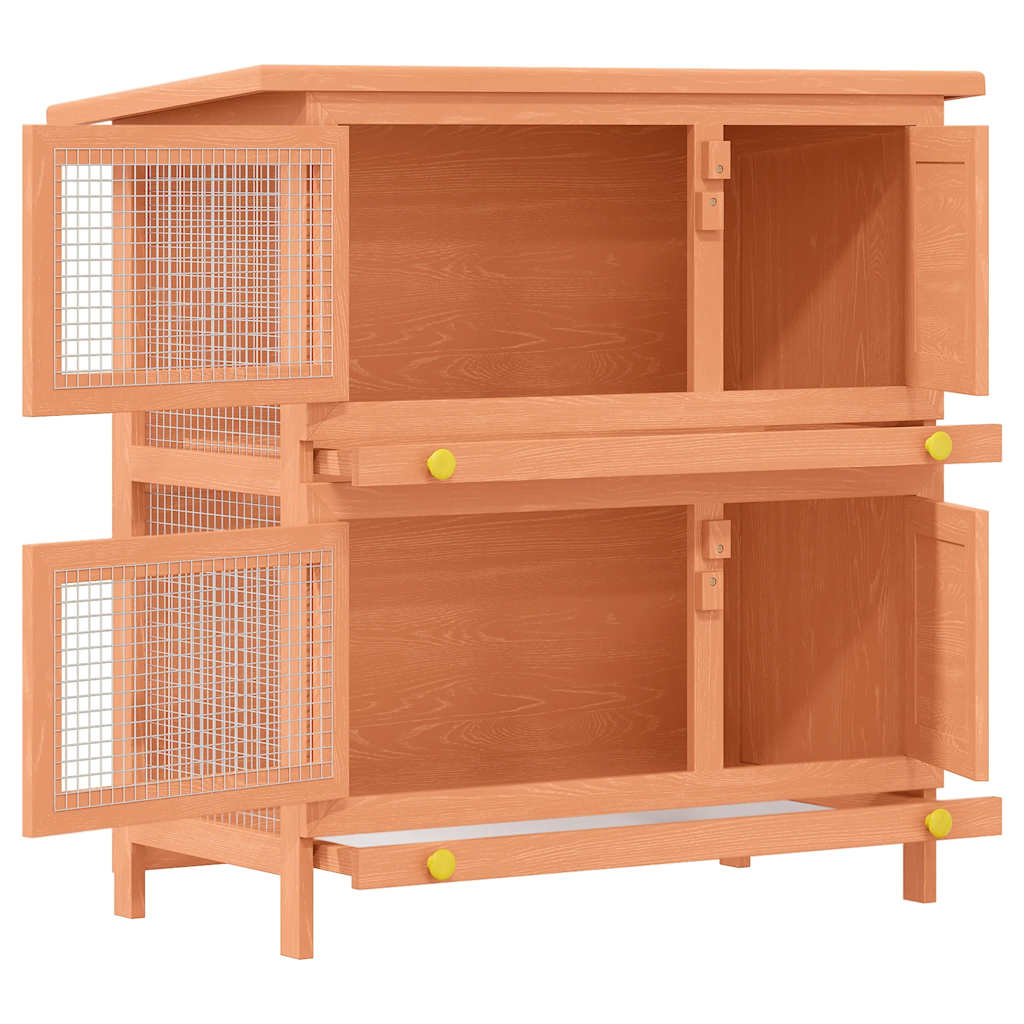 Outdoor Rabbit Hutch Small Animal House Pet Cage 4 Doors Wood