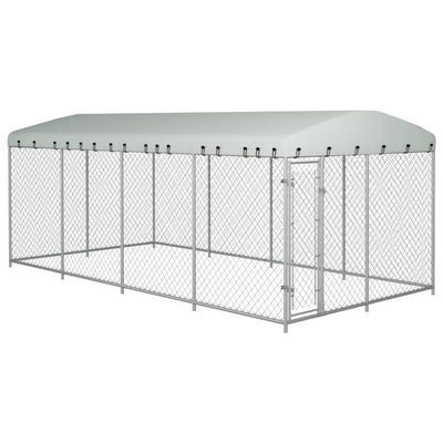 Outdoor Dog Kennel with Roof 7.6x3.8x2.3 m