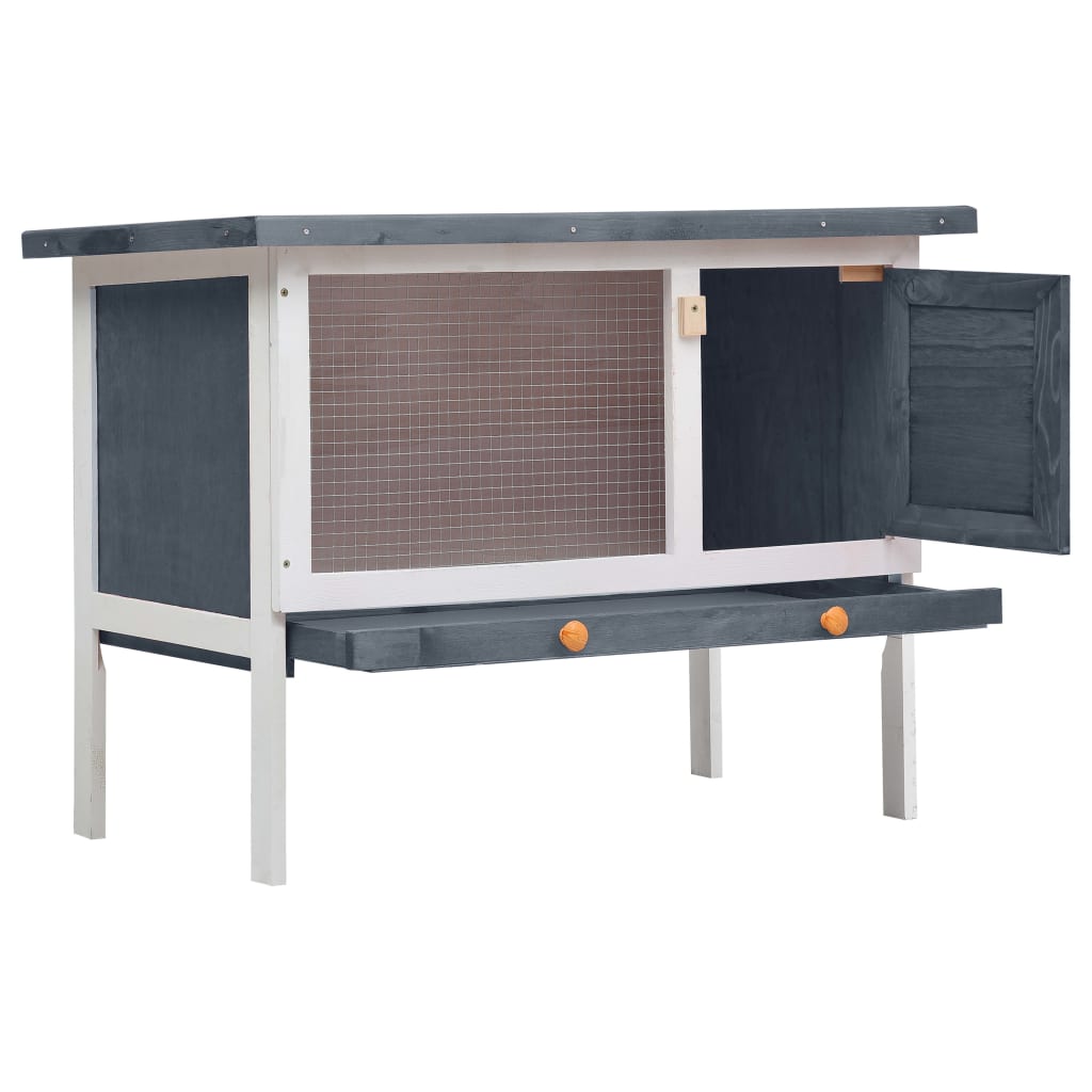 Outdoor Rabbit Hutch 1 Layer Grey