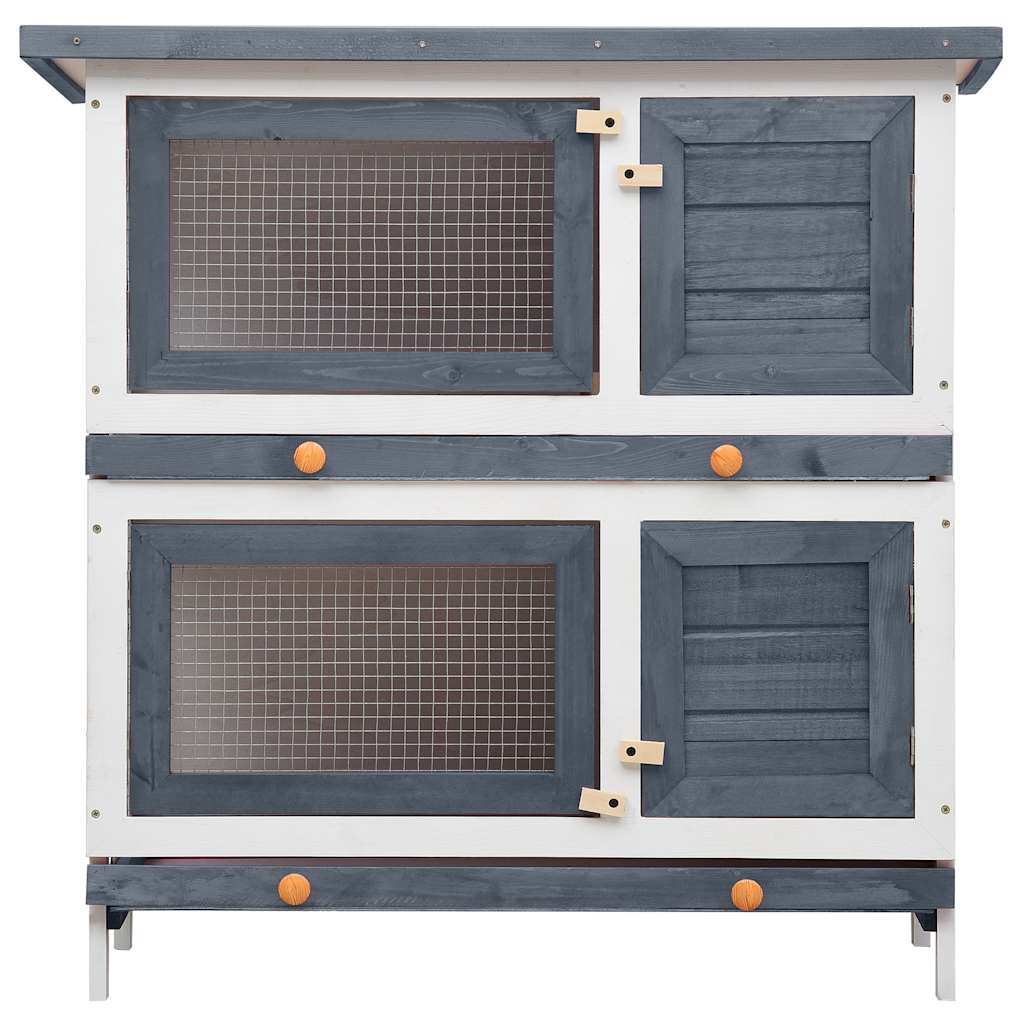 Outdoor Rabbit Hutch 3 Doors Grey