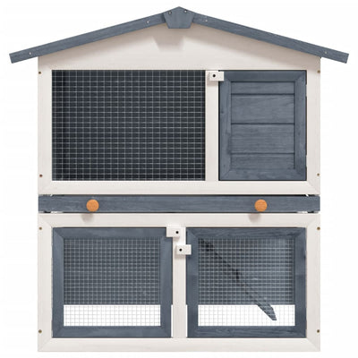 Outdoor Rabbit Hutch 3 Doors Grey