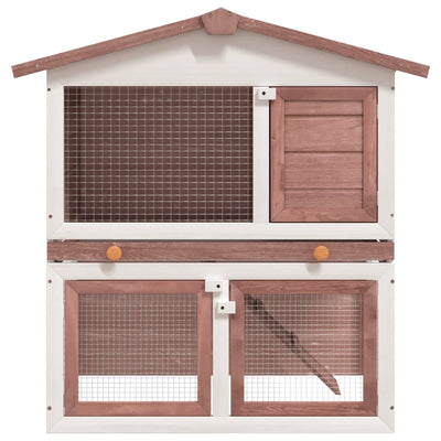 Outdoor Rabbit Hutch 3 Doors Brown