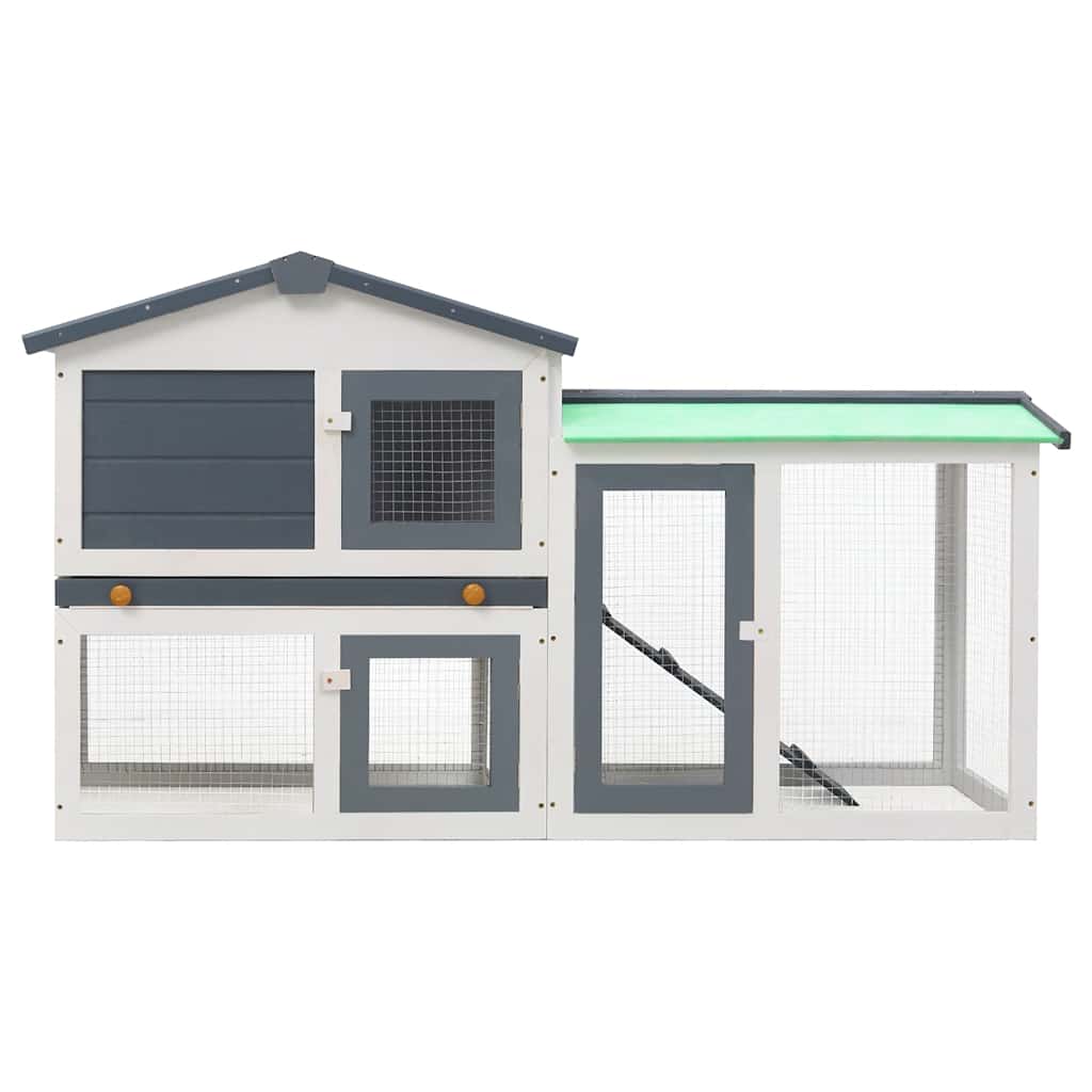 Outdoor Large Rabbit Hutch Grey And White 145X45X84cm