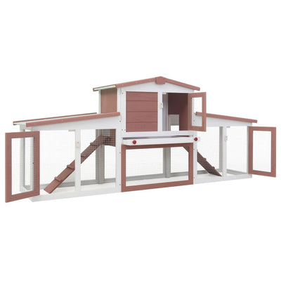 Outdoor Large Rabbit Hutch Brown and White 204x45x85 cm