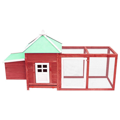 Chicken Coop with Nest Box Red 190x72x102 cm