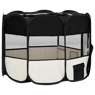 Foldable Dog Playpen With Carrying Bag Black 90X90X58cm