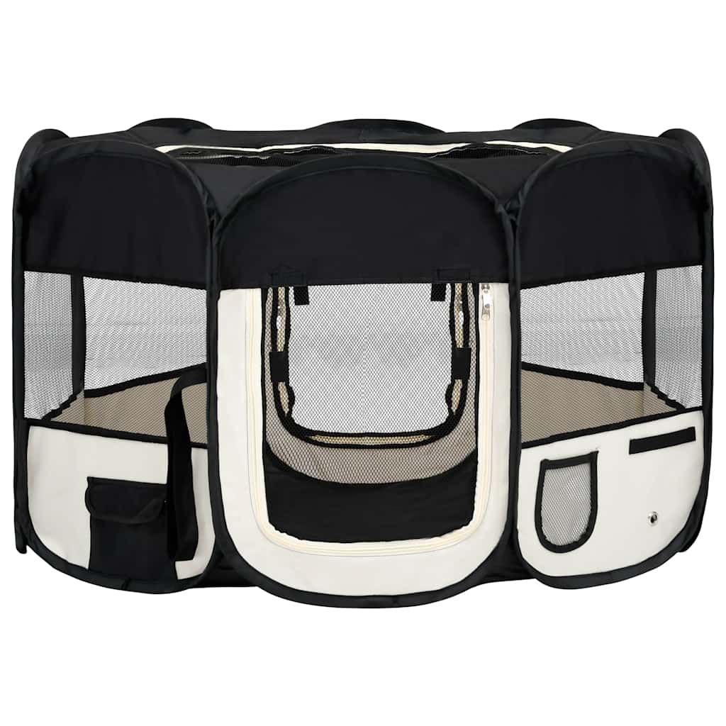 Andala Pets Foldable Dog Playpen with Carrying Bag Black 125x125x61 cm