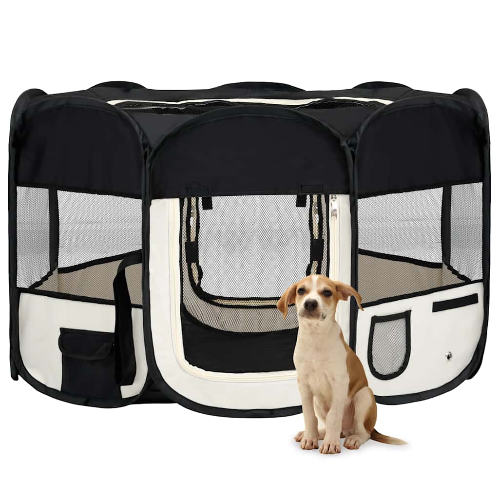 Andala Pets Foldable Dog Playpen with Carrying Bag Black 125x125x61 cm