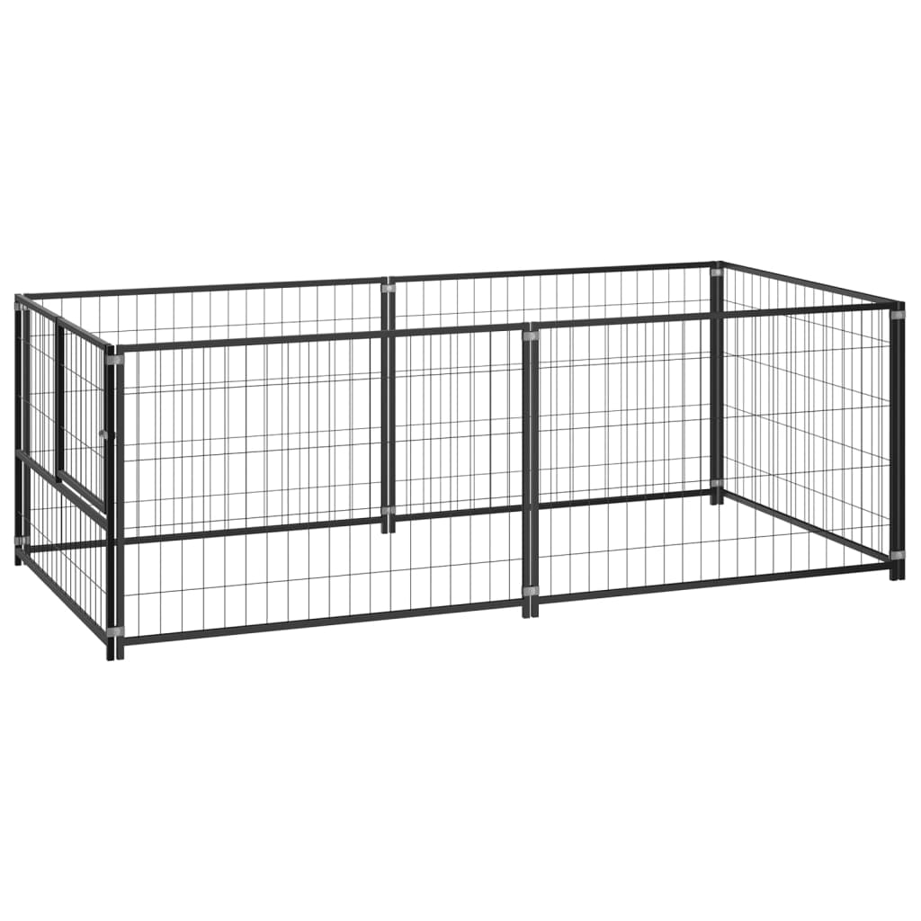 Andala Pets Dog Kennel Black 200x100x70 cm Steel