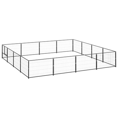 Dog Kennel Black 16 m Steel