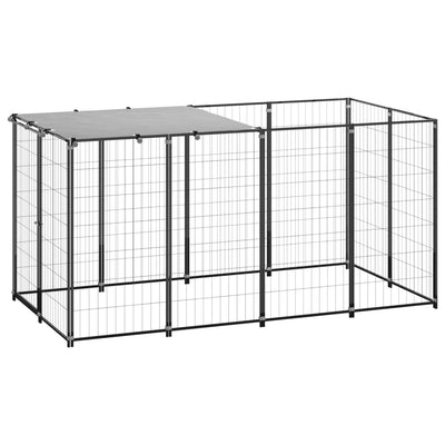 Dog Kennel Black 2.42 m Steel