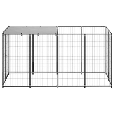 Dog Kennel Black 2.42 m Steel