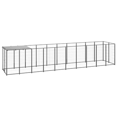 Dog Kennel Black 6.05 m Steel