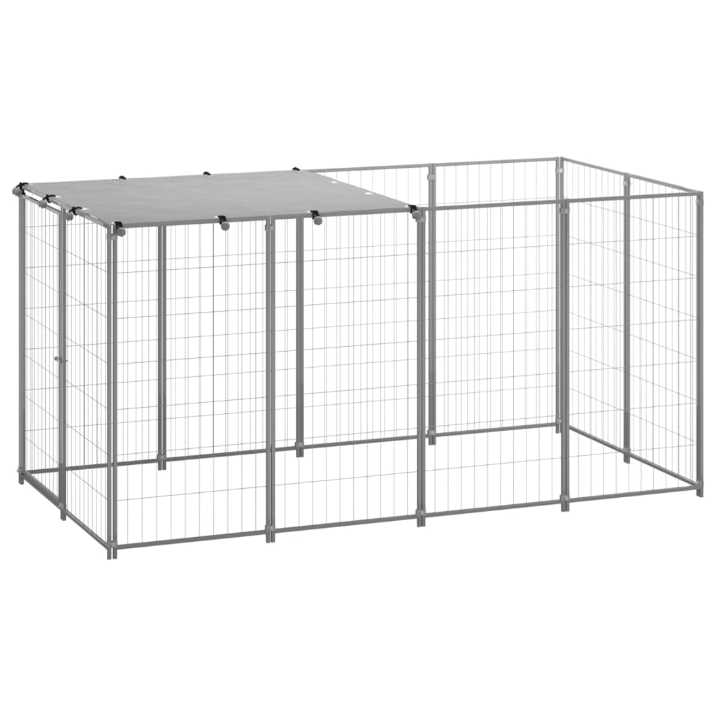 Dog Kennel Silver 2.42 m Steel