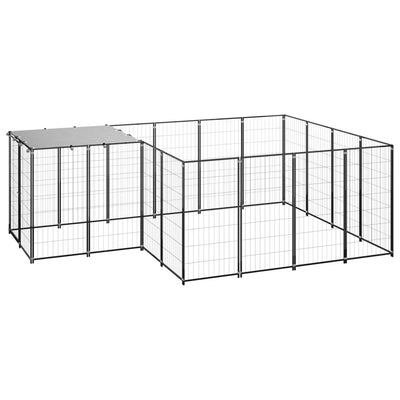 Dog Kennel Black 6.05 m Steel