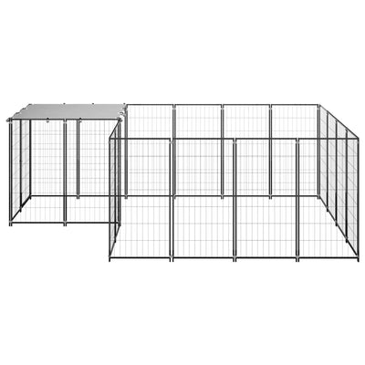 Dog Kennel Black 6.05 m Steel