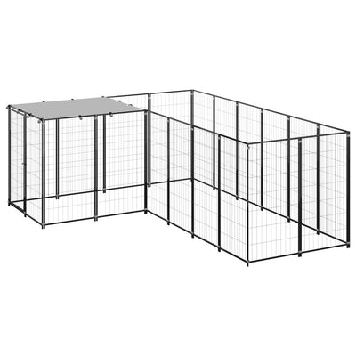 Dog Kennel Black 4.84 m Steel