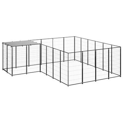 Dog Kennel Black 8.47 m Steel