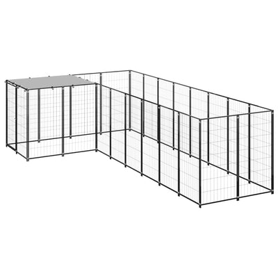 Dog Kennel Black 6.05 m Steel