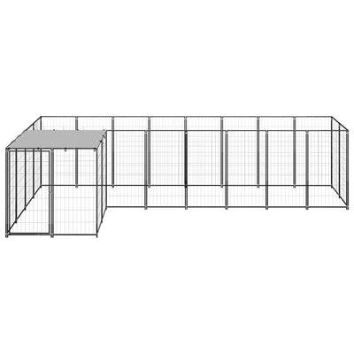Dog Kennel Black 6.05 m Steel