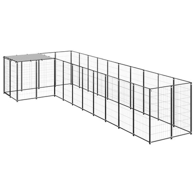 Dog Kennel Black 7.26 m Steel