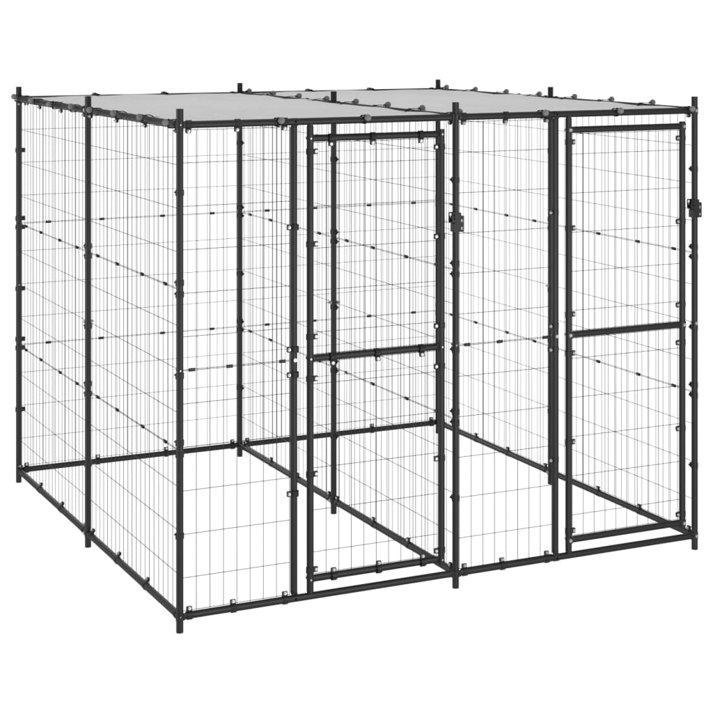 Outdoor Dog Kennel Steel with Roof 4.84 m