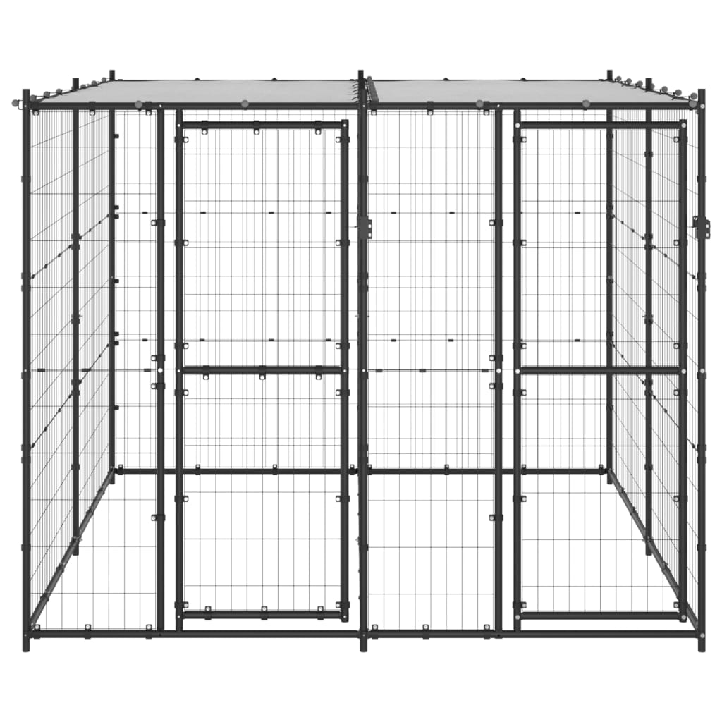 Outdoor Dog Kennel Steel with Roof 4.84 m