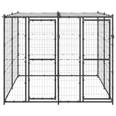 Outdoor Dog Kennel Steel with Roof 4.84 m