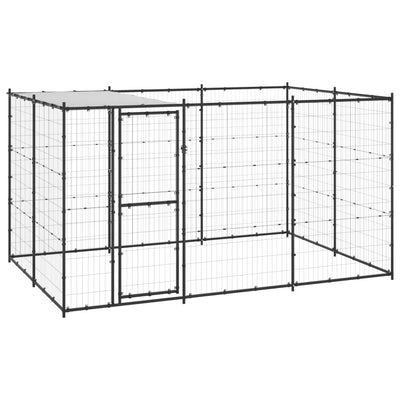 Outdoor Dog Kennel Steel with Roof 7.26 m