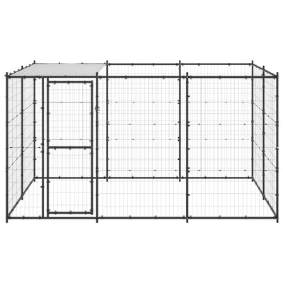 Outdoor Dog Kennel Steel with Roof 7.26 m