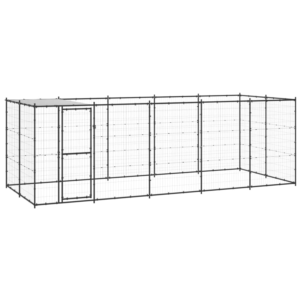 Outdoor Dog Kennel Steel with Roof 12.1 m