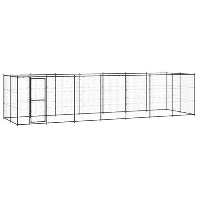 Outdoor Dog Kennel Steel with Roof 16.94 m