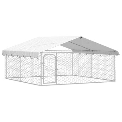 Outdoor Dog Kennel with Door & Canopy Roof 3m x 3m x 1.5m