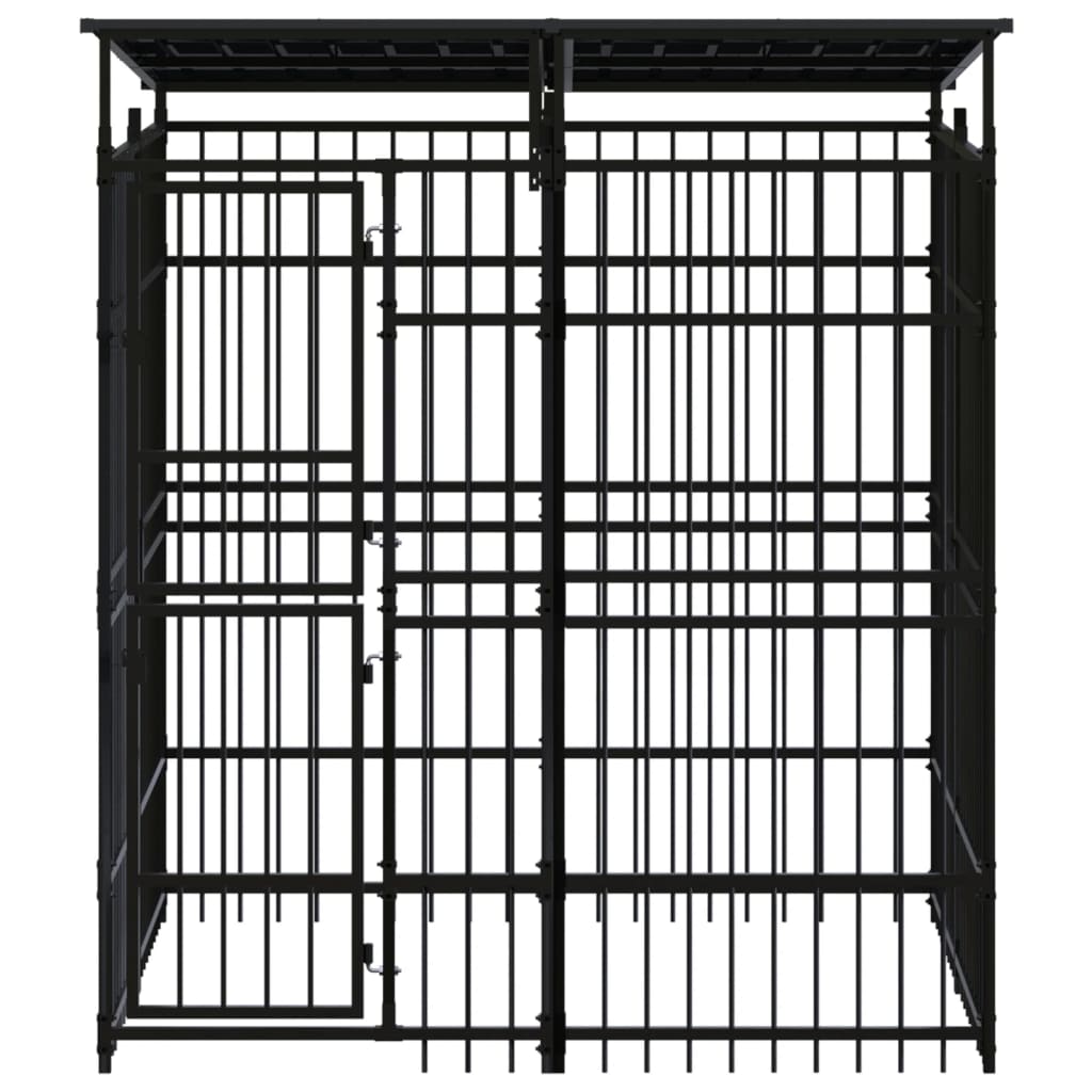 Outdoor Dog Kennel with Roof Steel 3.69 m