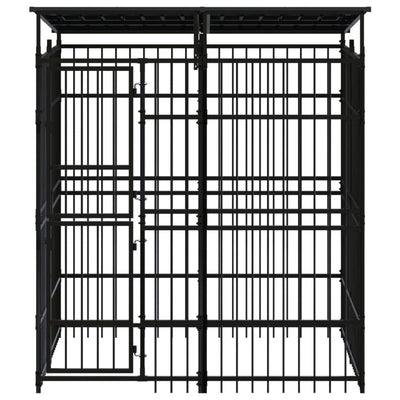 Outdoor Dog Kennel with Roof Steel 3.69 m