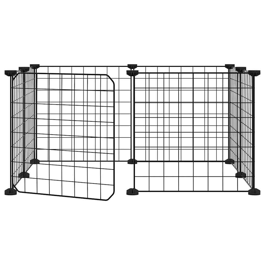 8-Panel Pet Cage with Door Black 35x35 cm